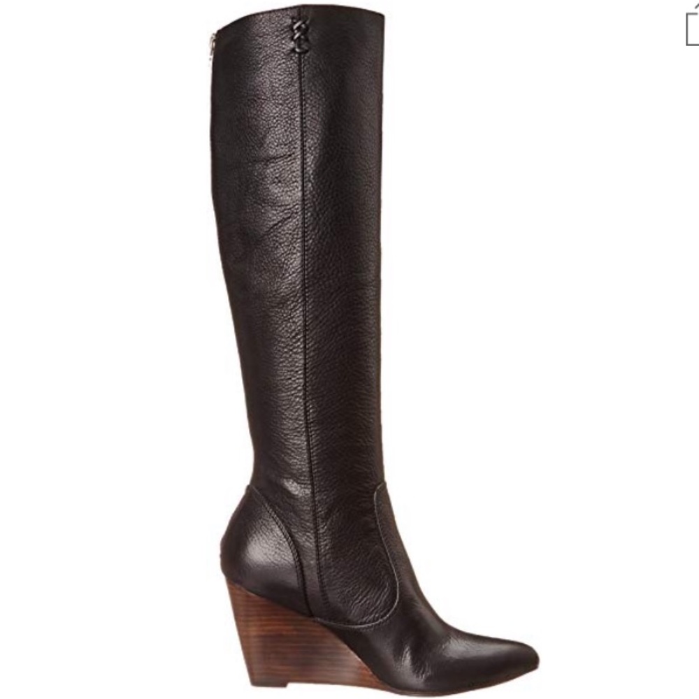 Black wedge tall boots